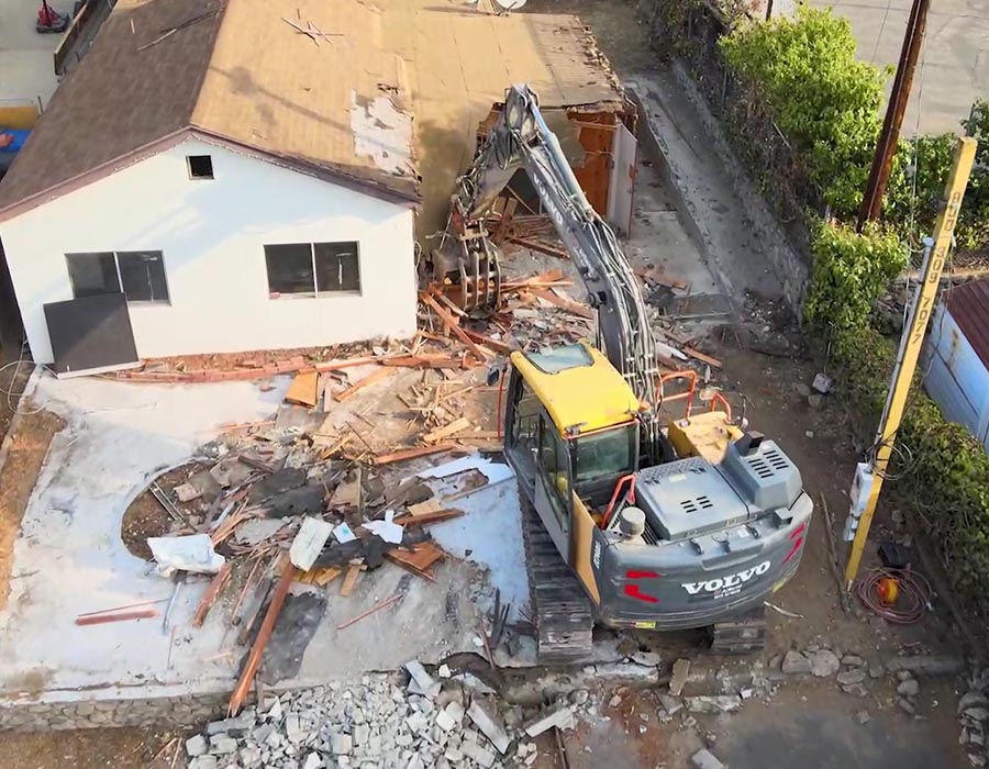 Demolition after a fire damage house