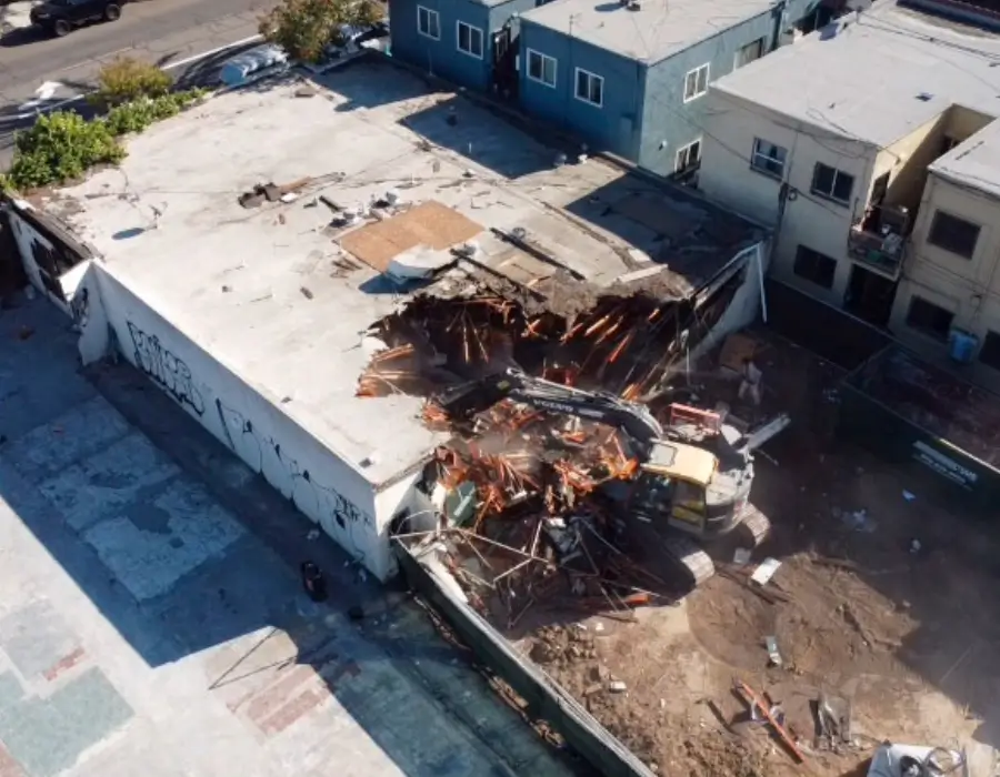 Start of an fire damage demolition project