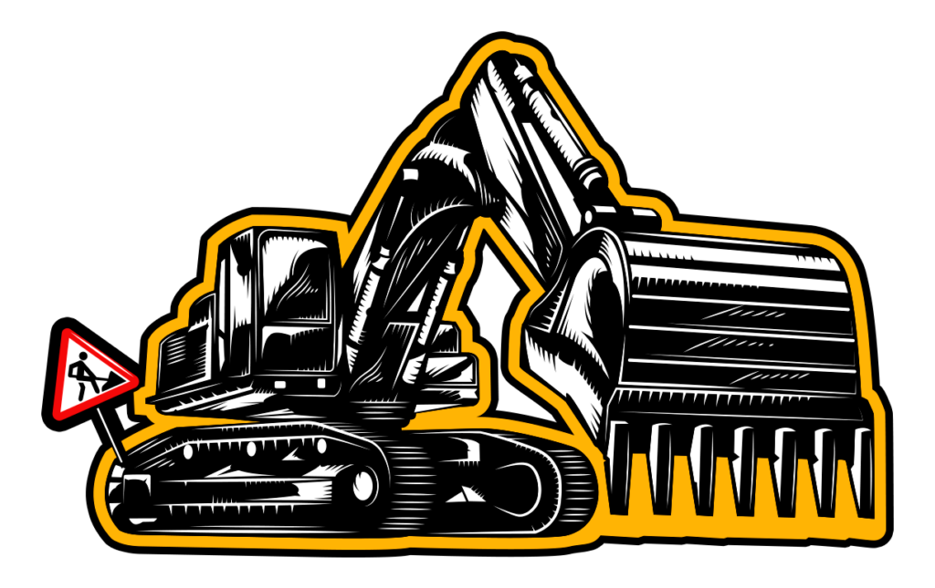 fire damage demolition illustration of an heavy machine